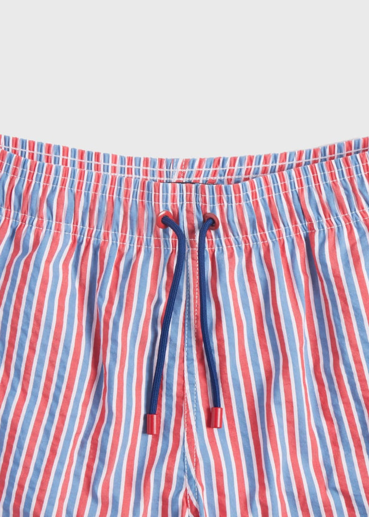 Seersucker Swim Trunk - Red/Blue