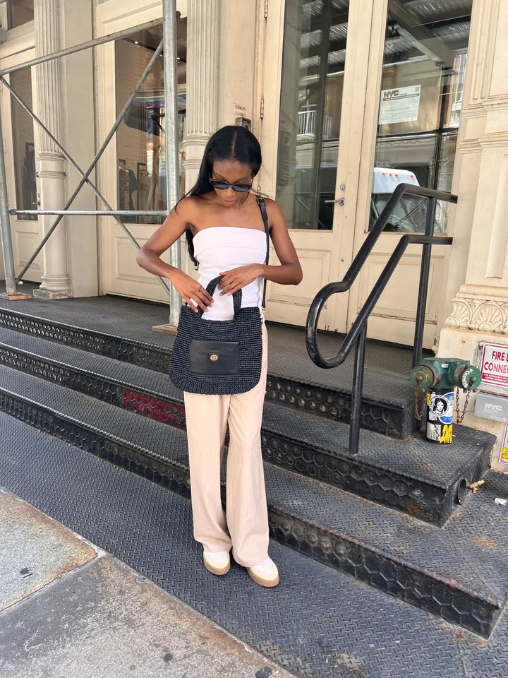The LIDO Straw Tote - Black