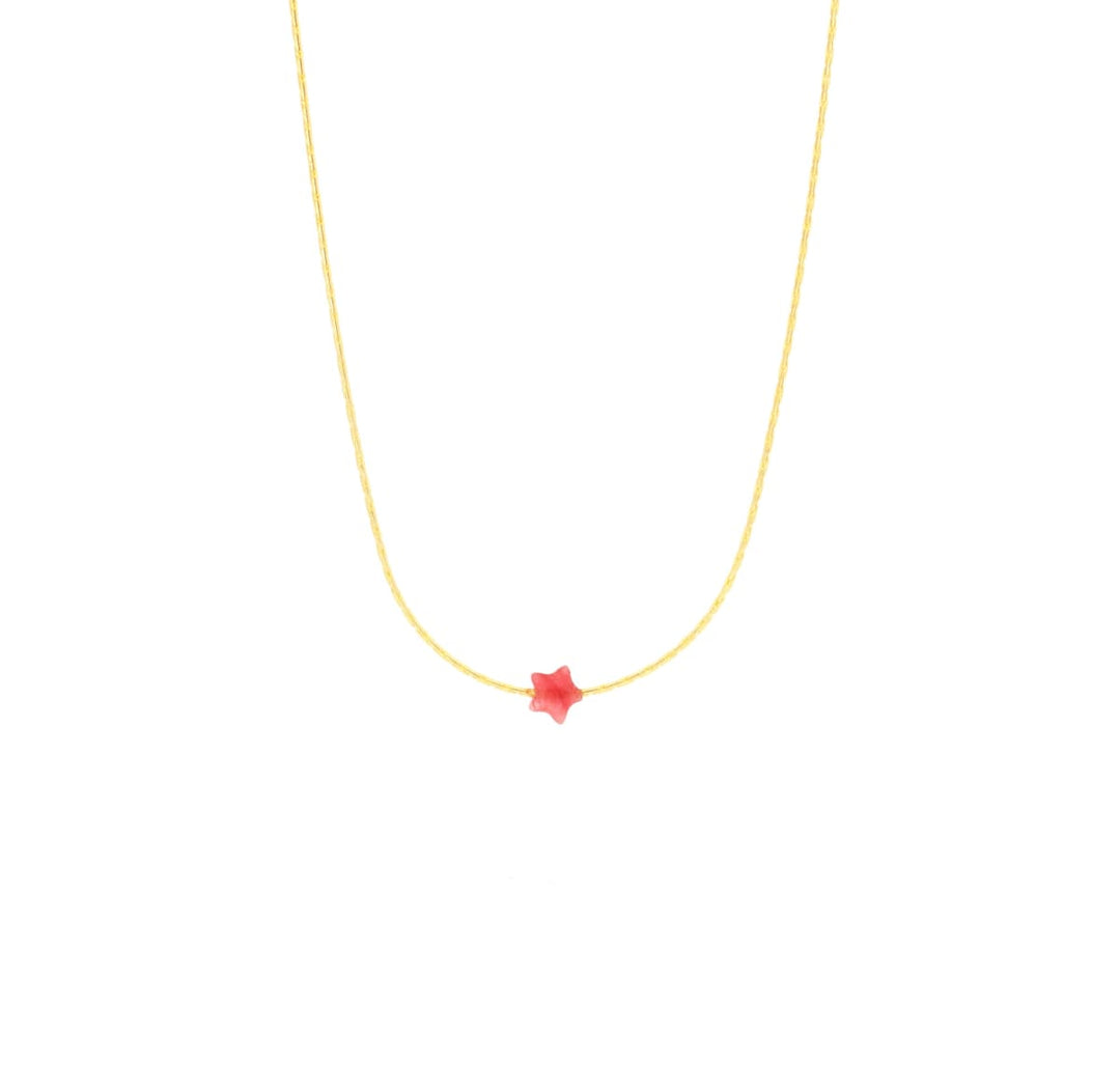 Jadeite Little Star ~ Red Jade - 18K Gold