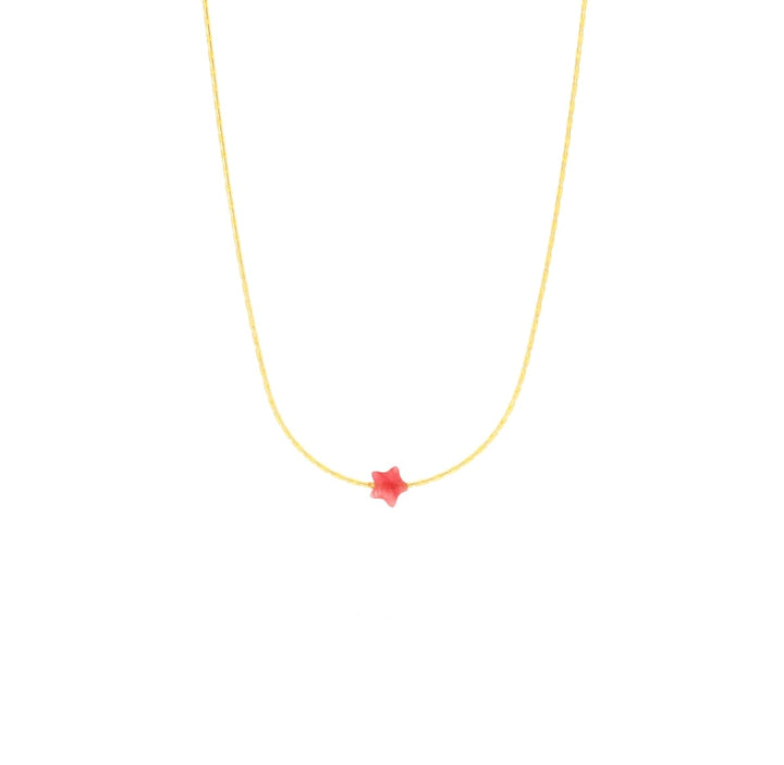 Jadeite Little Star ~ Red Jade - 18K Gold