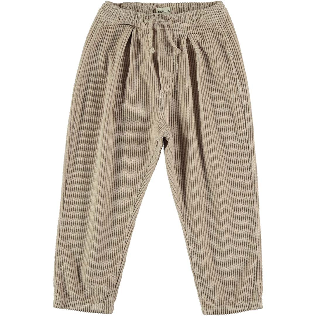 Kids Corduroy Drawstring Trousers - Beige Trousers My Little Cozmo 