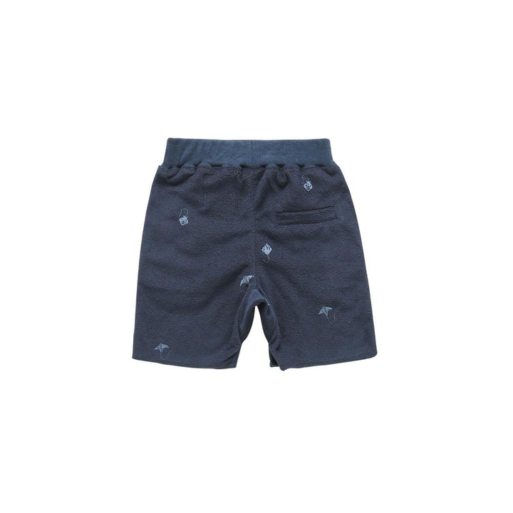 Terry Shorts with Print - Navy