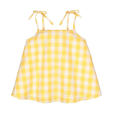 Flutter Back Tank Top - Yellow Check