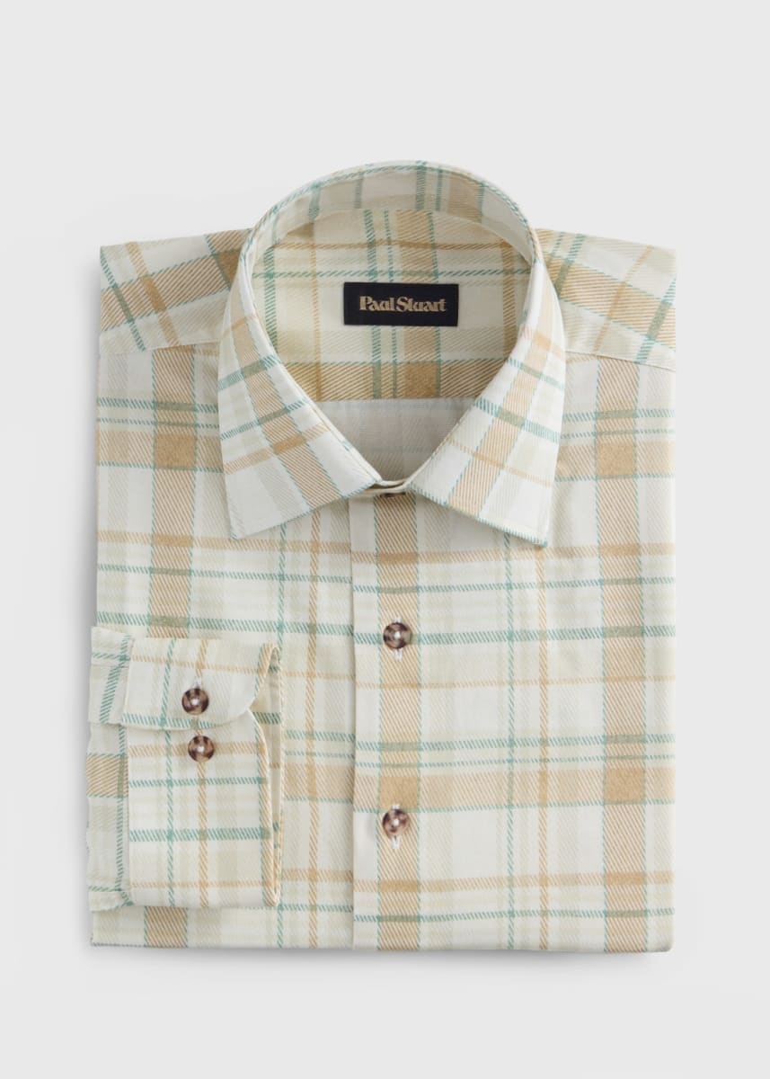 Printed Plaid Cotton Shirt - Cream