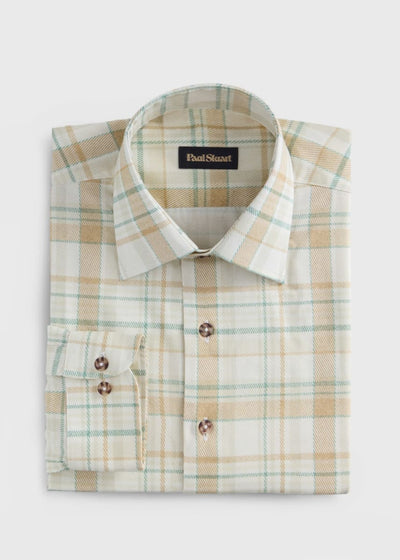 Printed Plaid Cotton Shirt - Cream