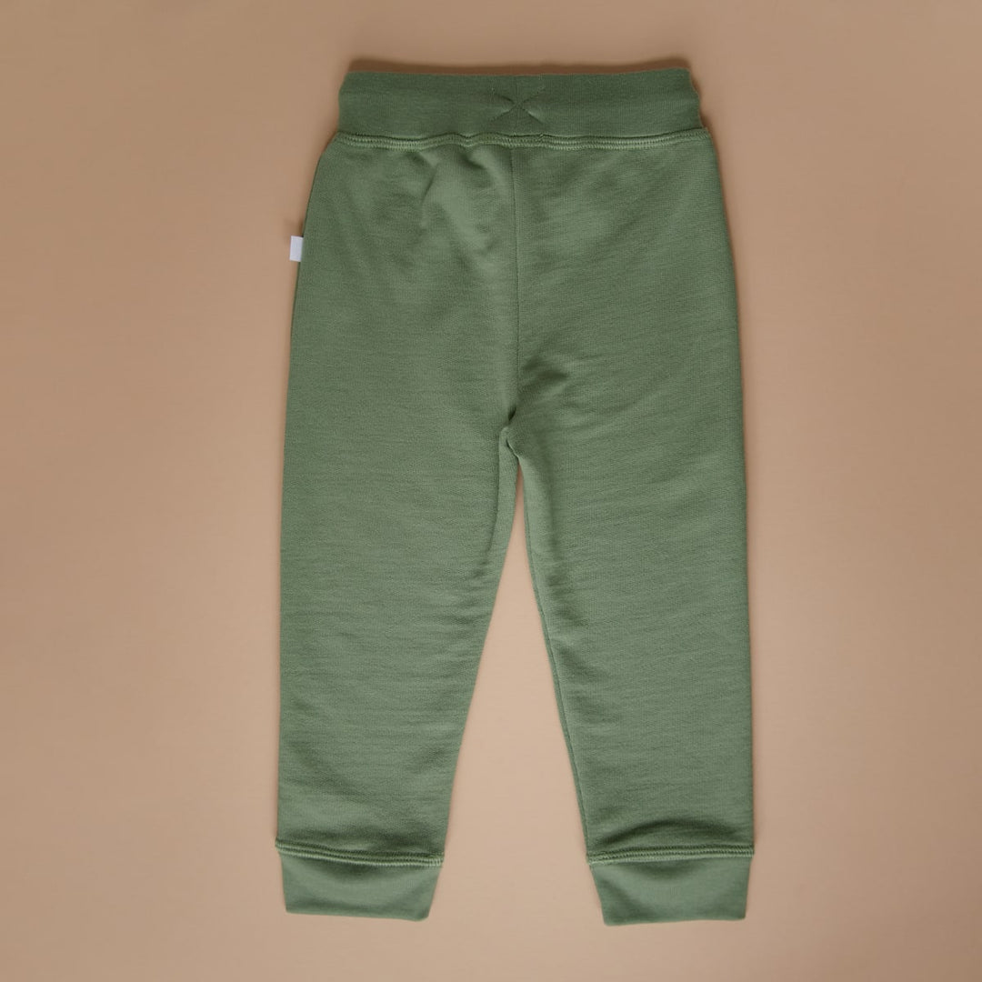 Organic Pima Cotton Sweatpants with Embroidery - Green