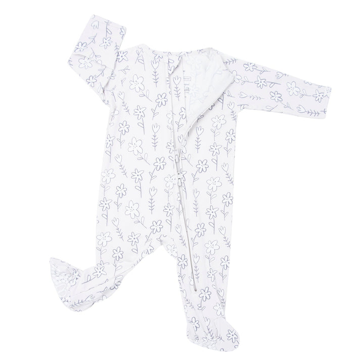 Zipper Footie - Grey Doodle