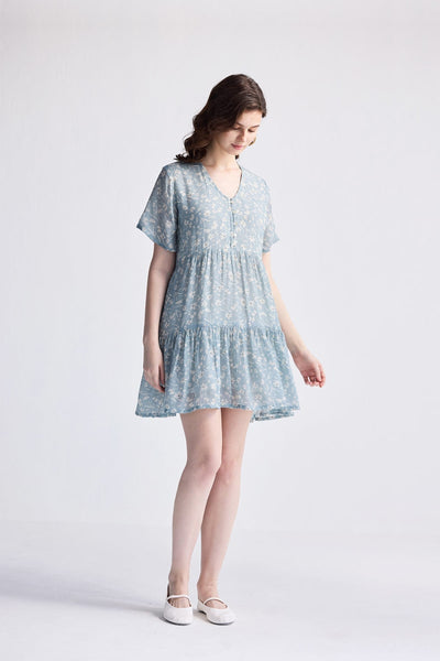 Floral Short Tiered Dress - Floral Poetry