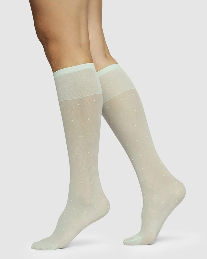 Doris Dots Knee-Highs - Light Green
