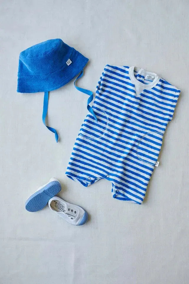 Slip-on vegan baby shoelace sneakers - Ivory sky blue