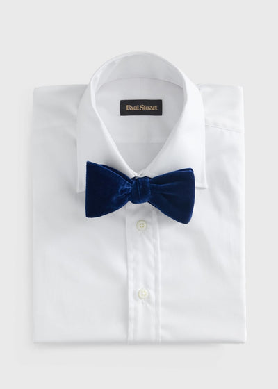 Blunt Edge Cotton Velvet Bow - Navy