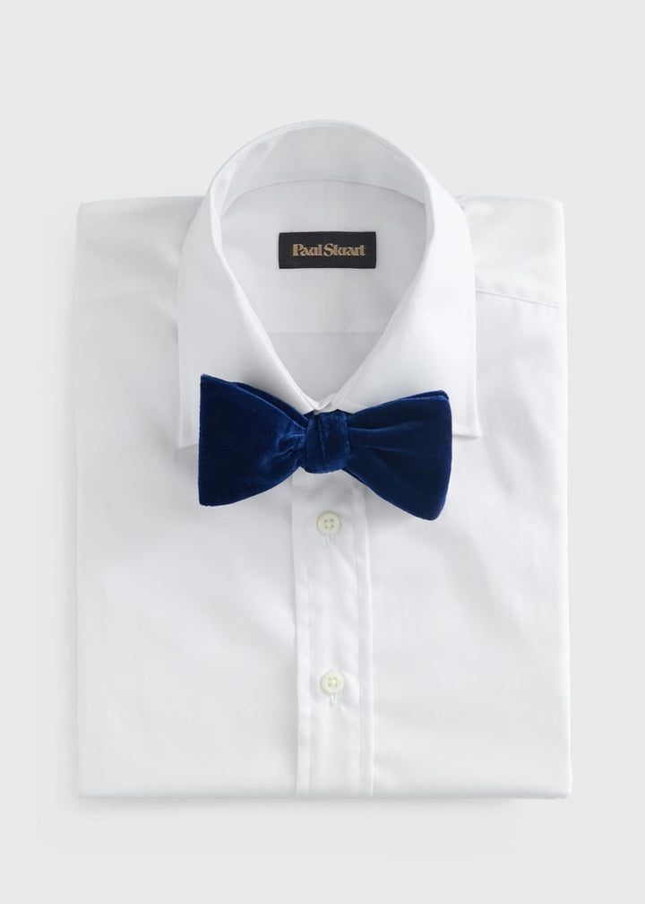 Blunt Edge Cotton Velvet Bow - Navy