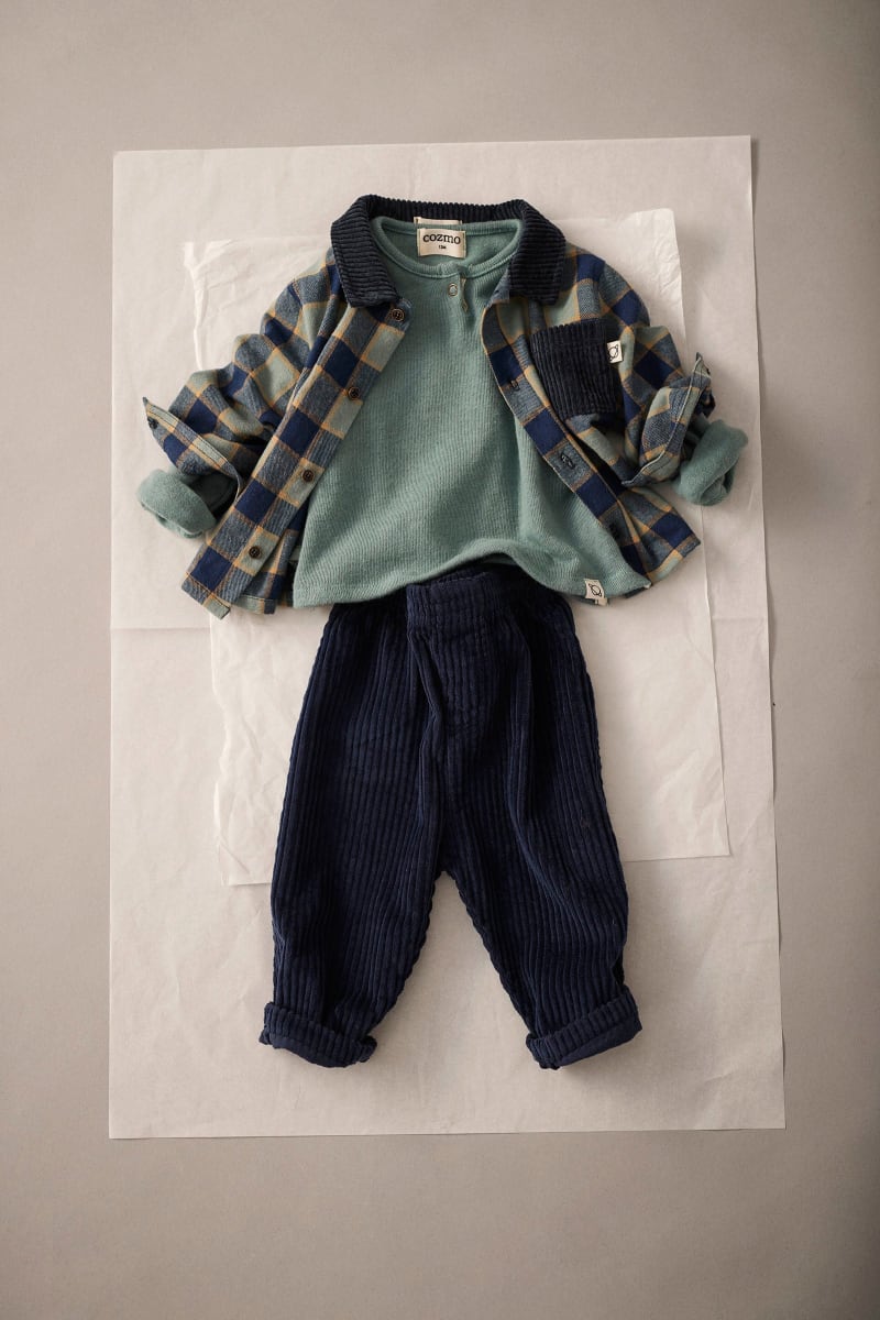 Check Flannel Baby Shirt Artic Blue