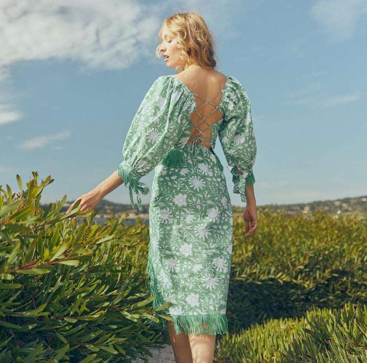 Ethel Fringe Skirt - Fern/Ivory Floral