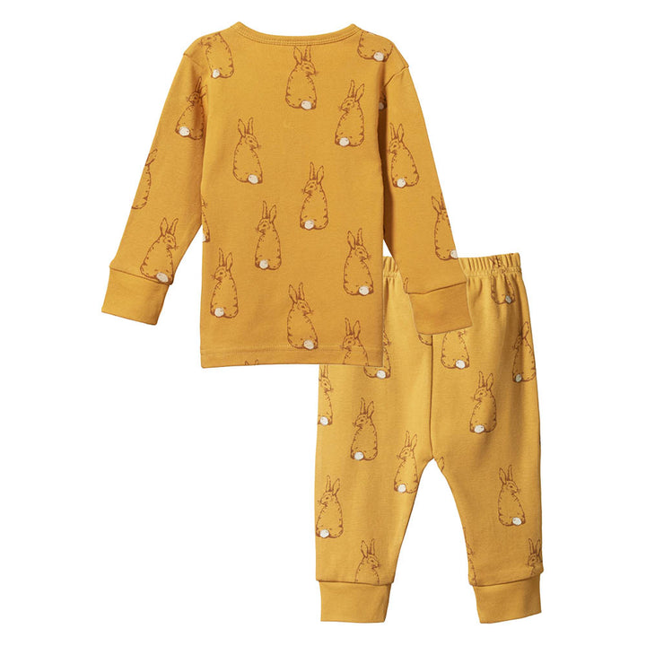 Long Sleeve Pajama Set - Bunny Tales Saffron Print