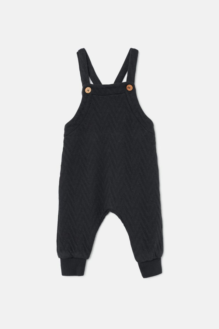 Quilted Zigzag Baby Overalls - Dark Grey