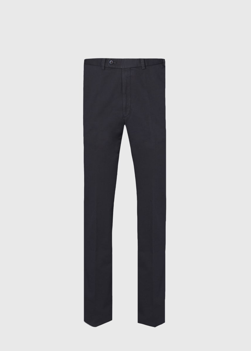 Cotton Plain Front Newton Pant - Navy - Trouser