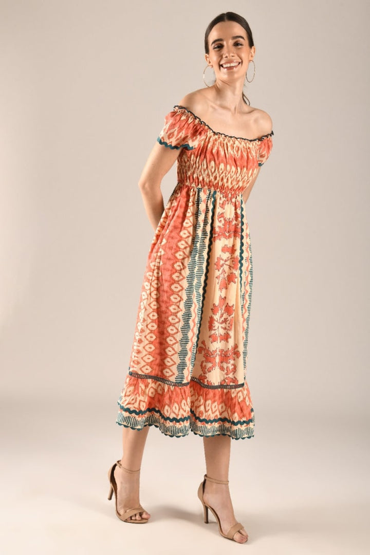Sirin Midi Dress - Coral