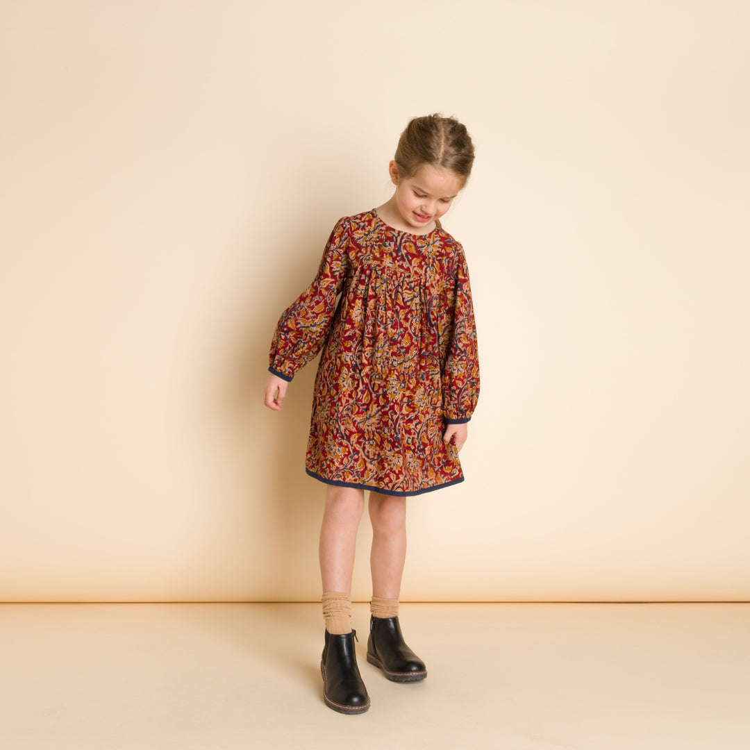 Girls A Line Dress - Jaipur Print Red