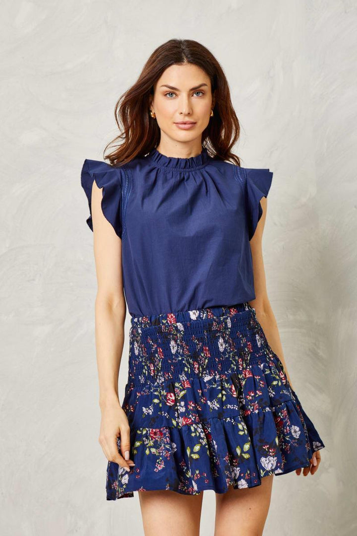 Mae Top - Cotton Poplin-Navy