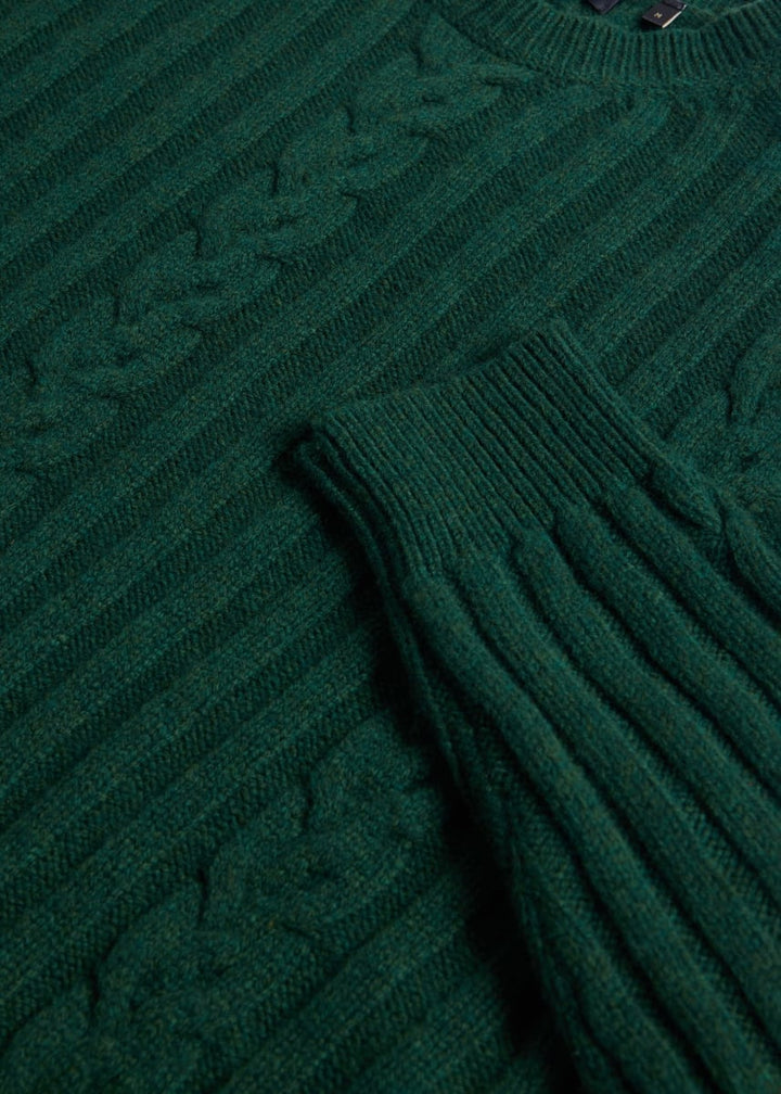 Wool Cable And Rib Crewneck Sweater - Green