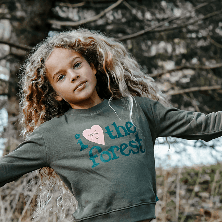 I Love The Forest Kid Sweatshirt - Olive