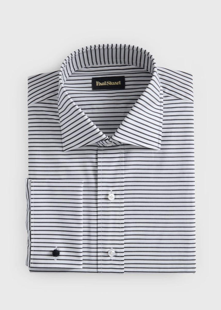 Horizontal Stripe Shirt - Black/White - Collared Shirt