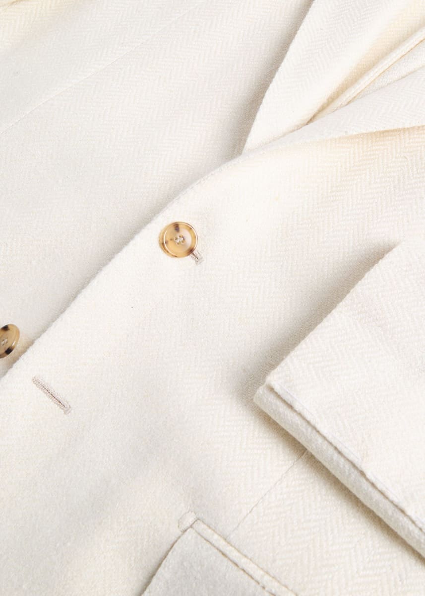 Silk & Linen Herringbone Jacket - Ivory