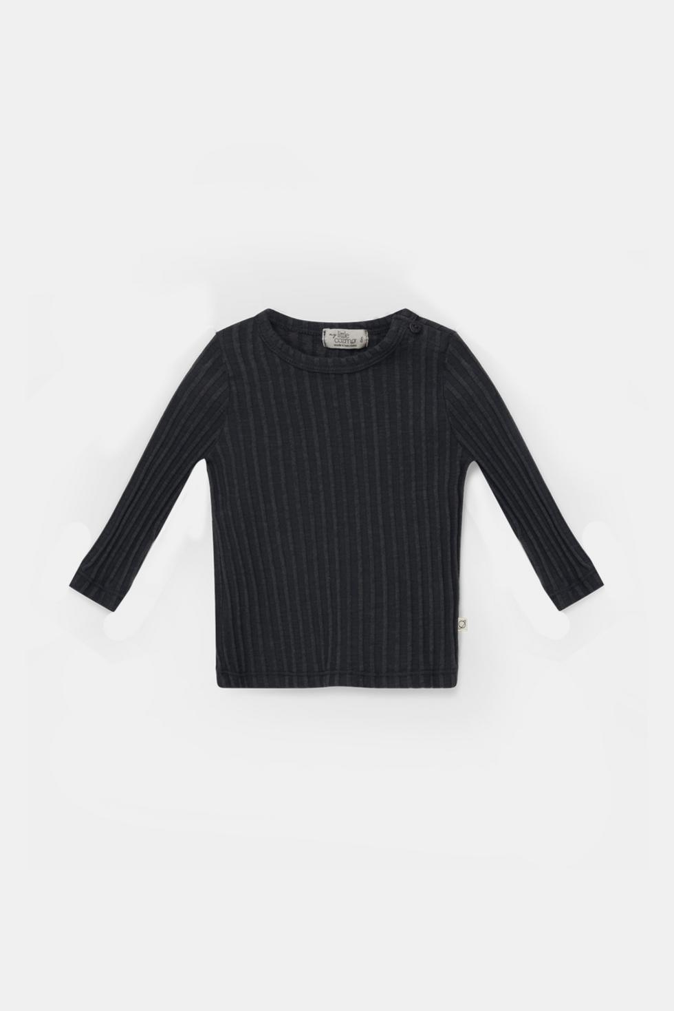 Organic rib baby crewneck t-shirt - Dark grey