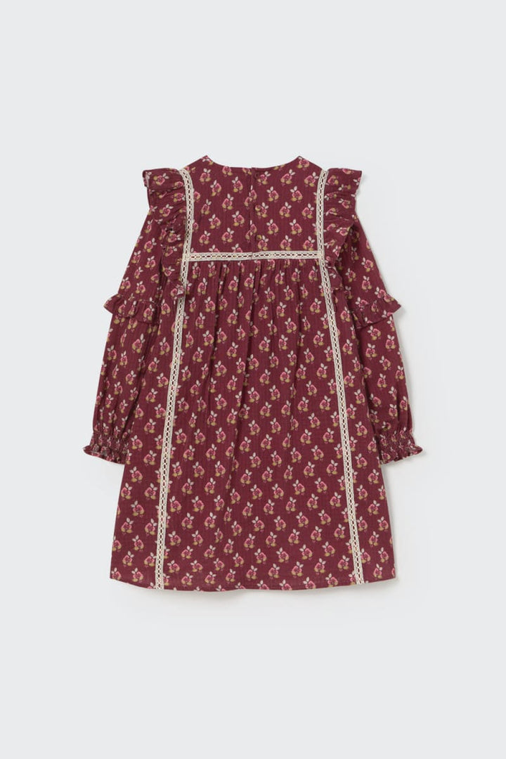 Bloom Textured Dress Burgundy