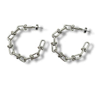 Grit Hoop Earrings - Silver