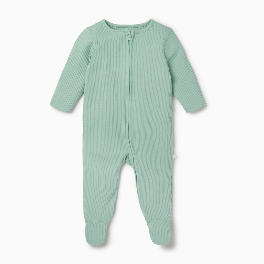 Mint Ribbed Zip up Sleep Suit