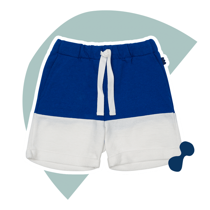 Bi-Color Shorts - Powder Blue & Natural