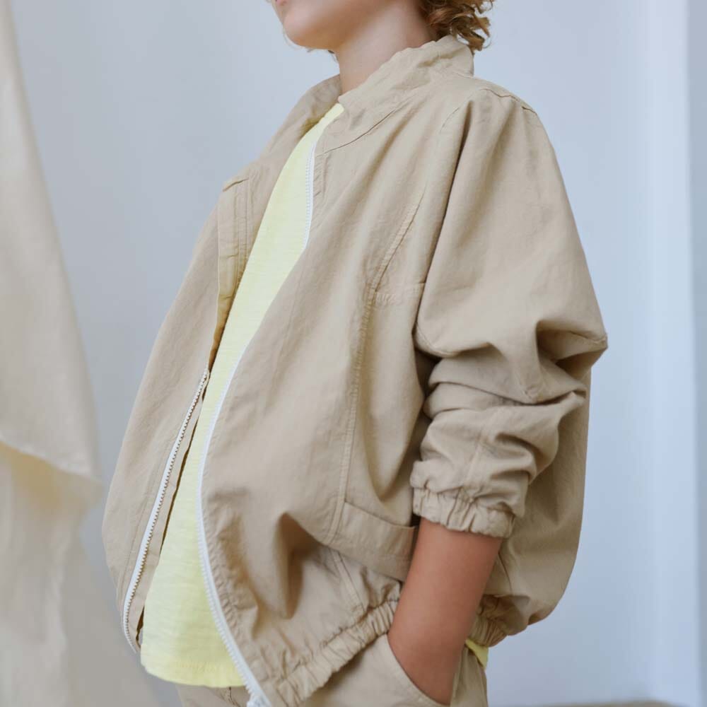 Poplin Bomber Jacket - Sand Outerwear My Little Cozmo 