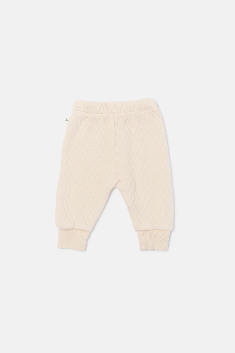 Quilted Zigzag Baby Pants - Stone