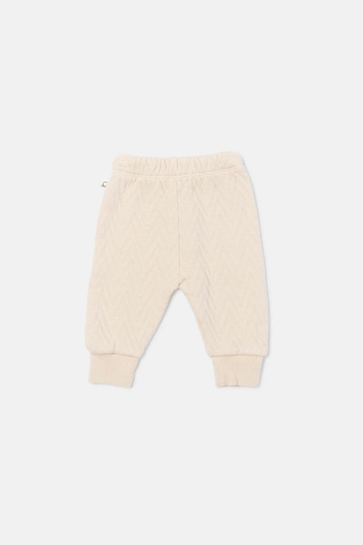 Quilted Zigzag Baby Pants - Stone