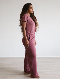 The Women's Wide Leg Pant - Dark Clay