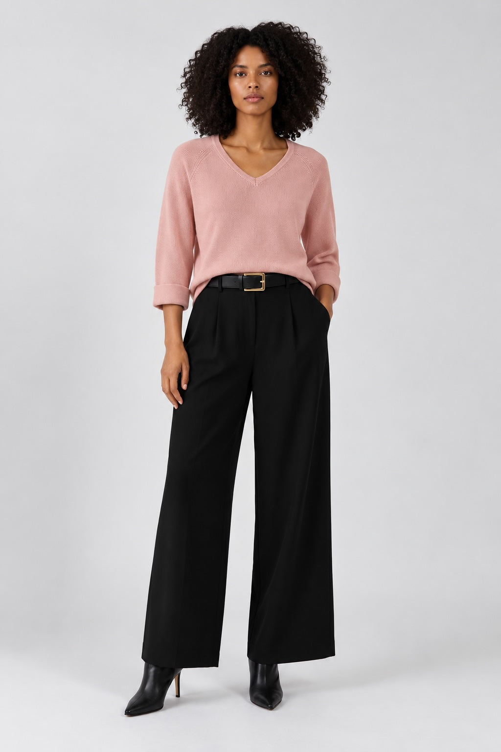 Shaker Knit V - Cherry Blossom