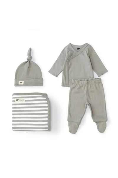 4-Piece Layette - Grey - Knot Hat