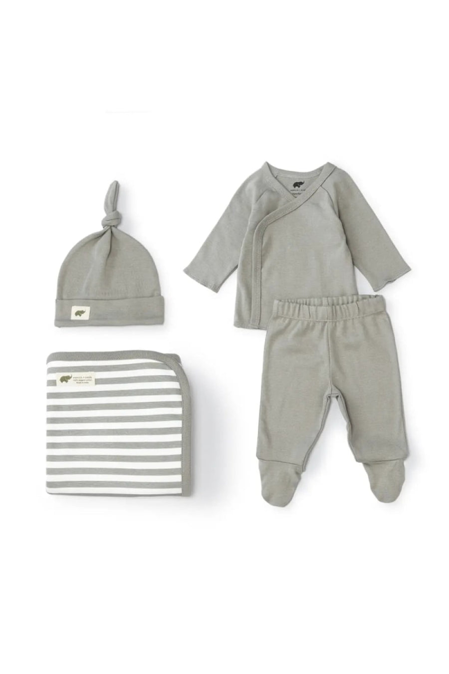 4-Piece Layette - Grey - Knot Hat