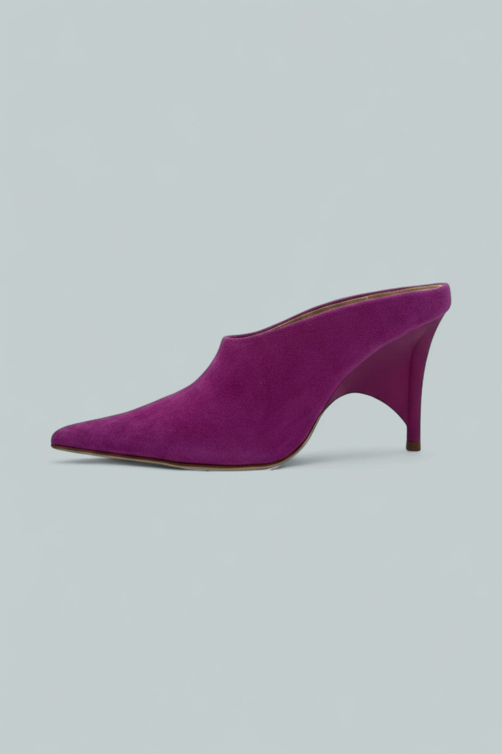 Vader Pointed Toe High Heel Mules - Magenta Suede