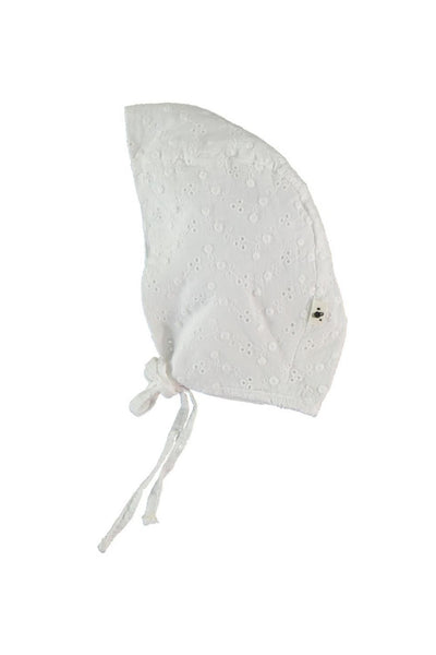 Embroidered baby bonnet - White