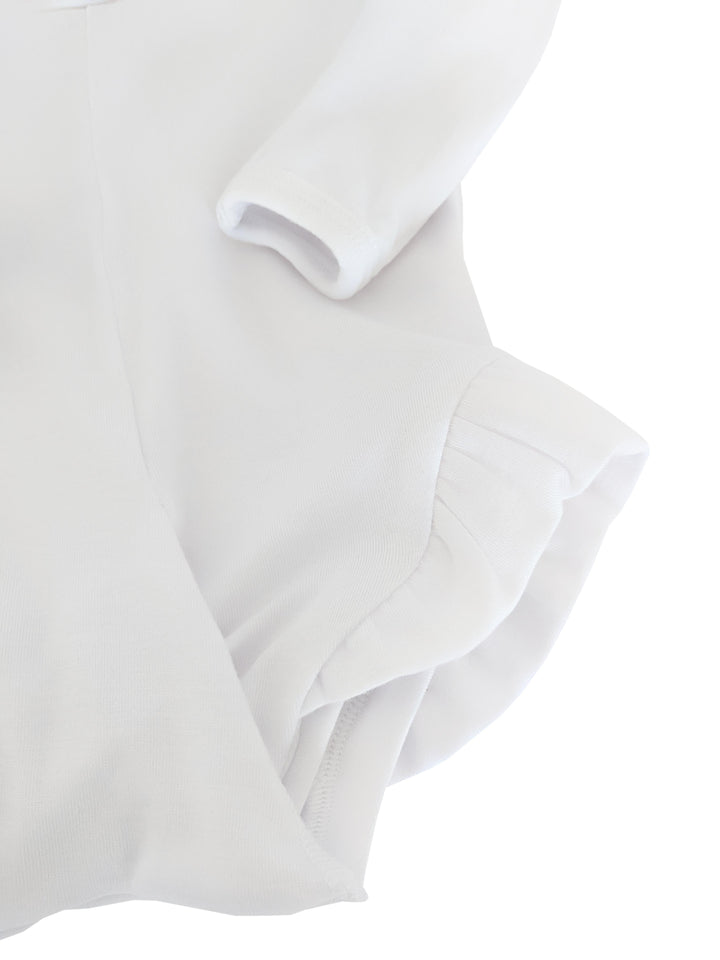 Long Sleeve Ruffle No-Snap Peasy - White