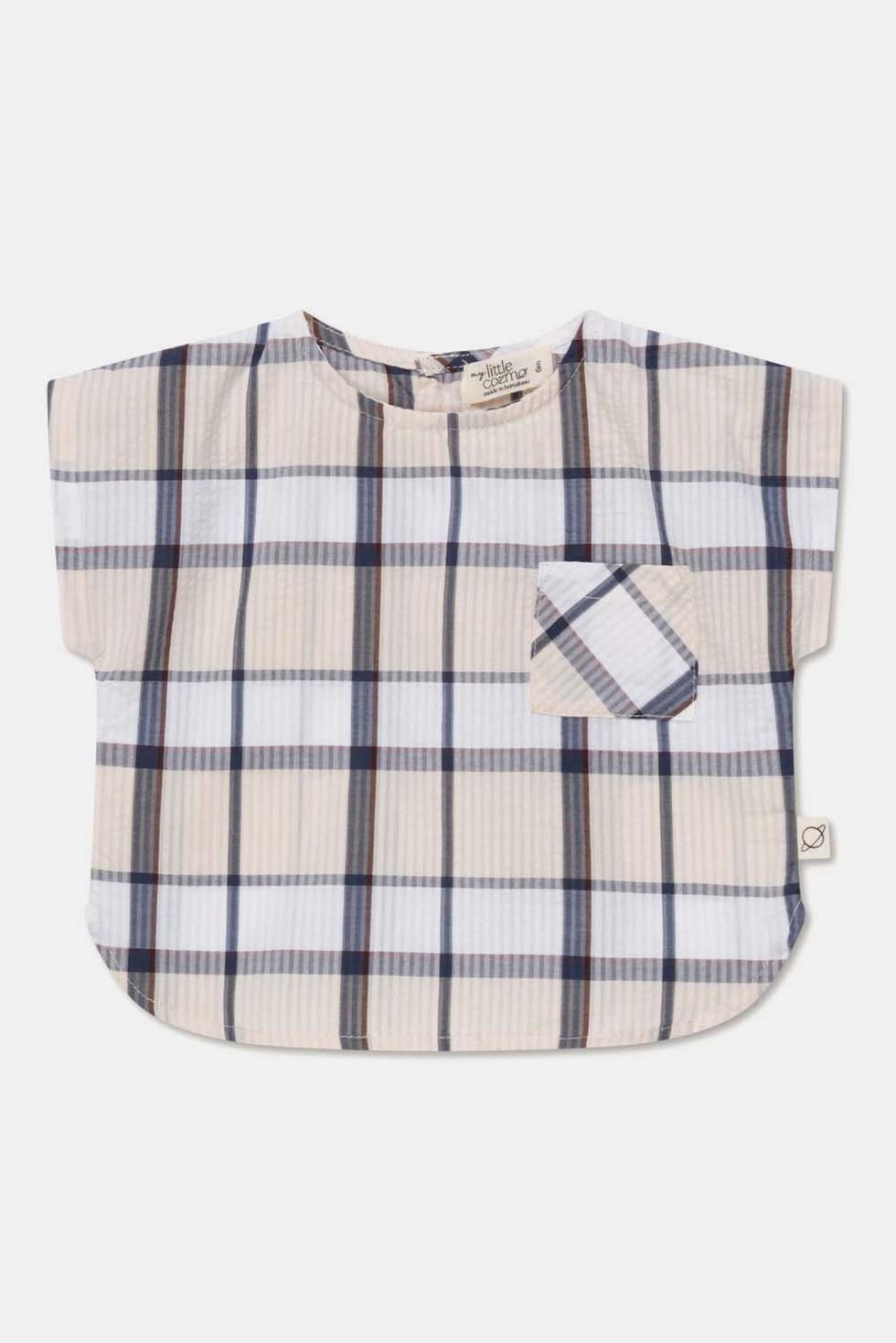 Plaid seersucker baby top - Unique