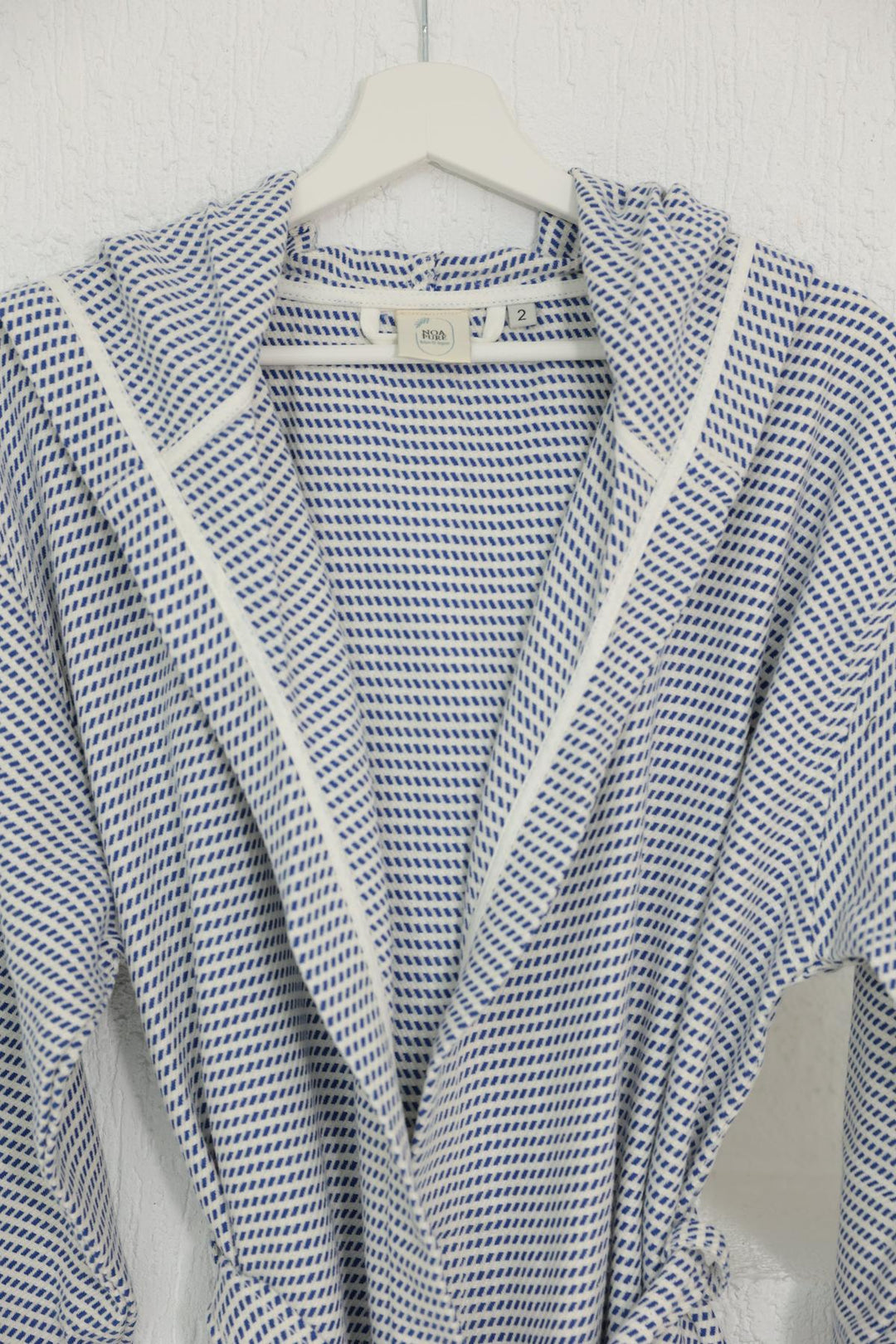 Cotton Navy Blue & White Bathrobe