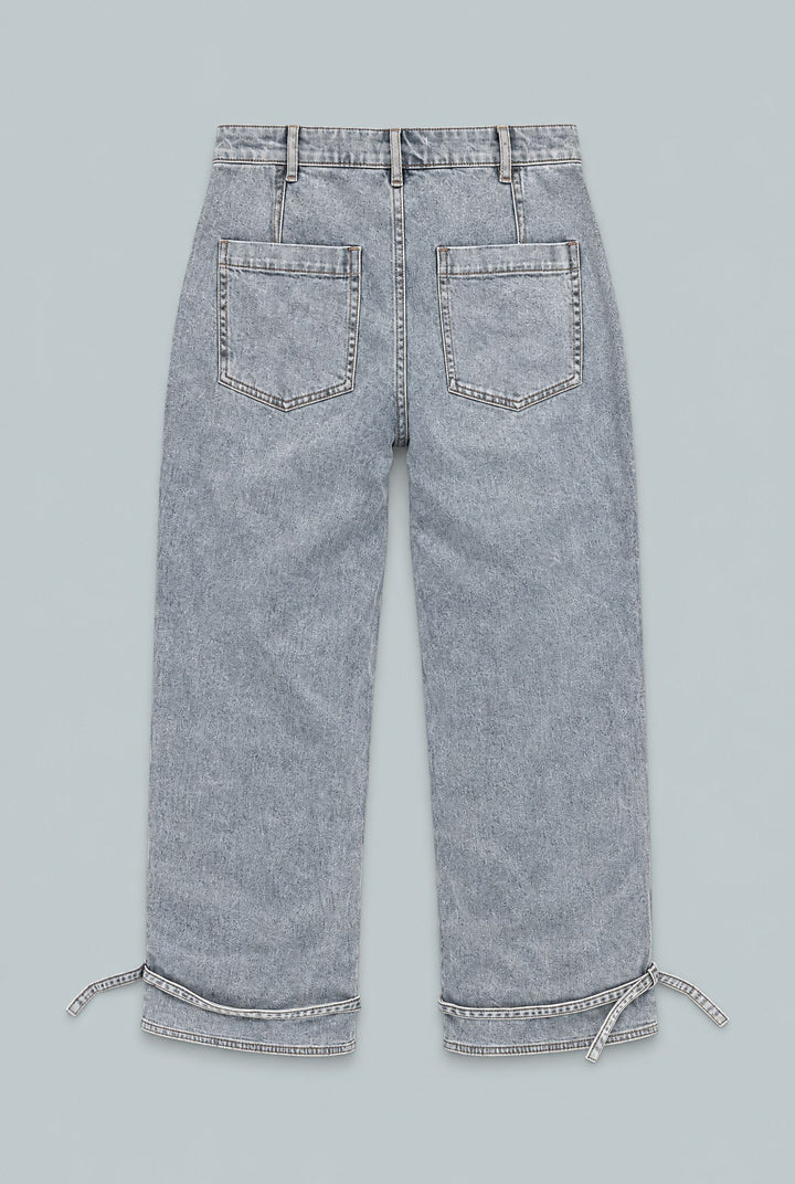 Tie Ankle Denim - Light Blue