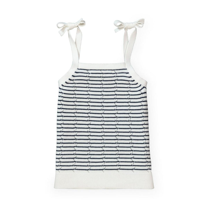 Pointelle Stripe Sweater Tank - Navy Mini Stripe