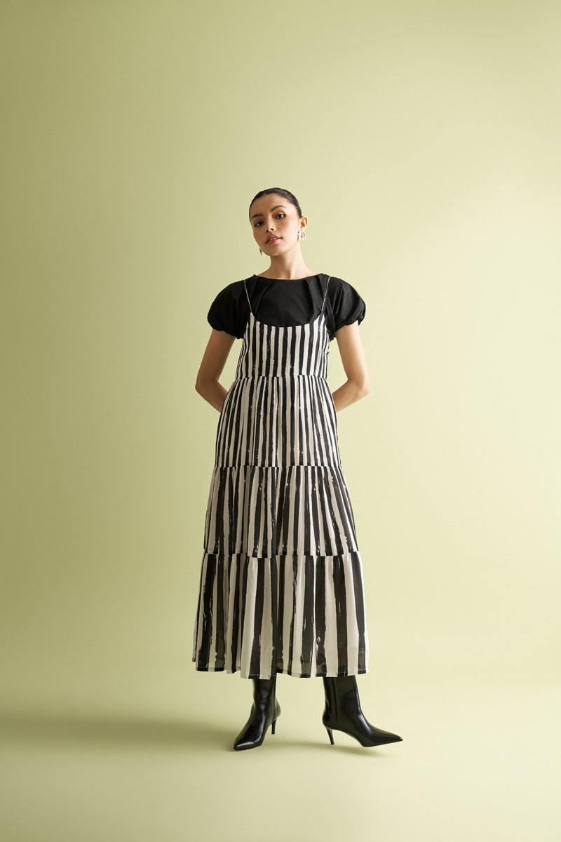 Strappy Tiered Maxi Dress - Striped Down
