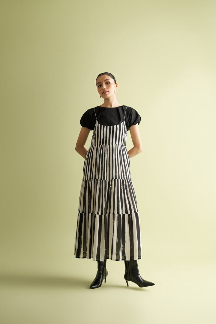Strappy Tiered Maxi Dress - Striped Down