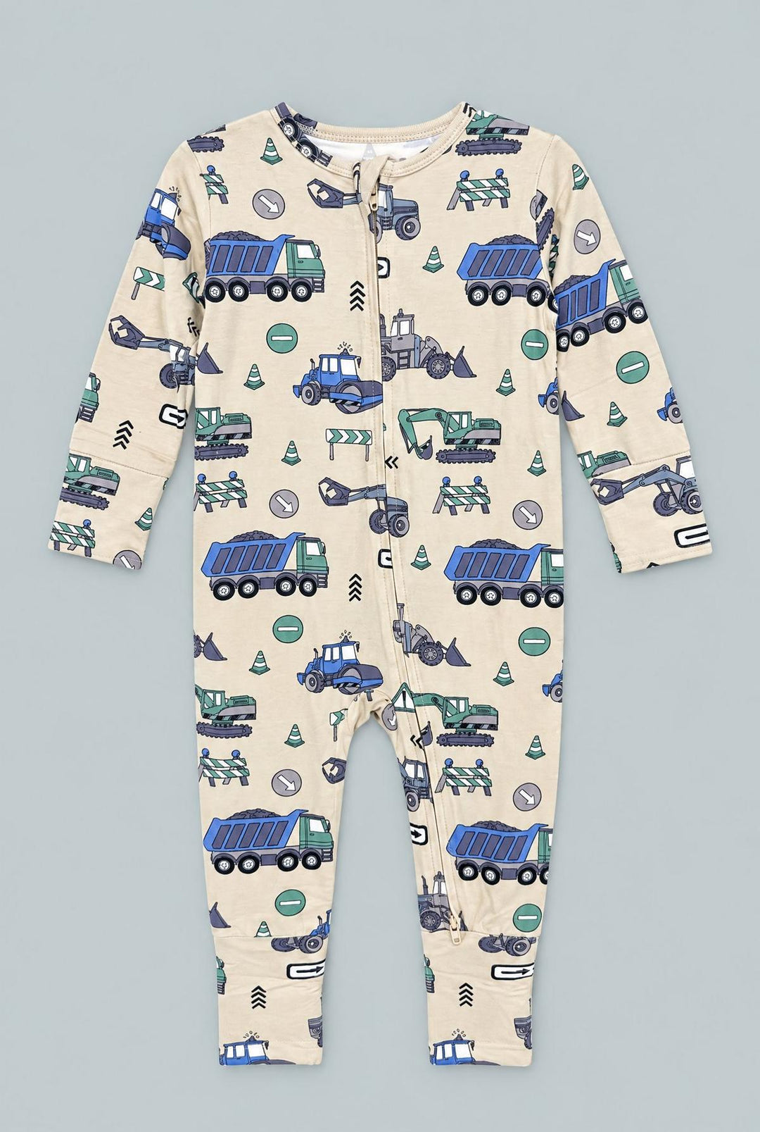 Trucks Diggers Construction Convertible Romper - Construction Site